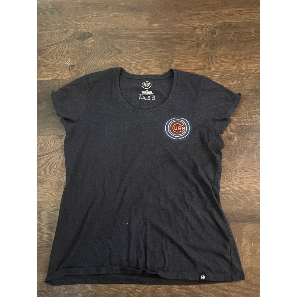 47 Brand Chicago Cubs Navy Blue Graphic T-Shirt Womens Large MLB Baseball Tee